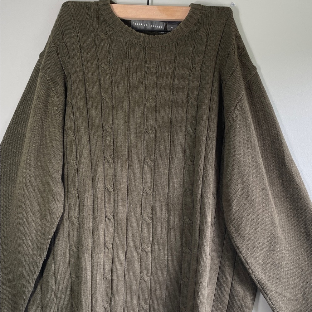 Oscar De La Renta Green Cable‎ Knit Sweater - Picture 3 of 8